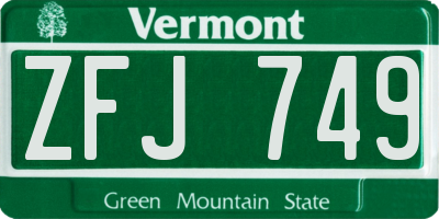 VT license plate ZFJ749