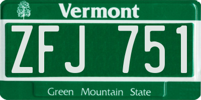 VT license plate ZFJ751