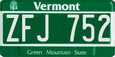 VT license plate ZFJ752