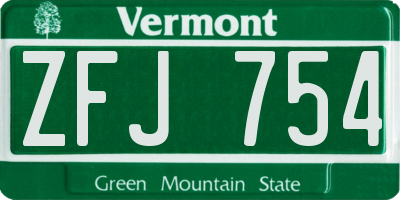 VT license plate ZFJ754