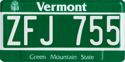 VT license plate ZFJ755