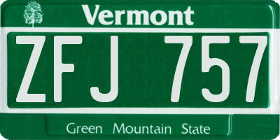 VT license plate ZFJ757