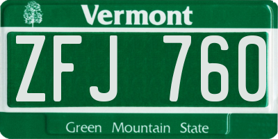 VT license plate ZFJ760