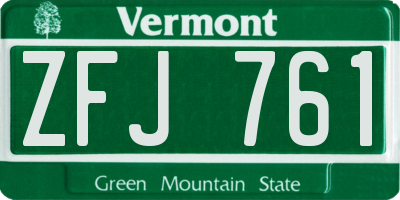 VT license plate ZFJ761
