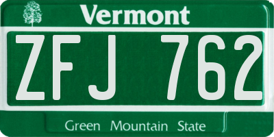 VT license plate ZFJ762