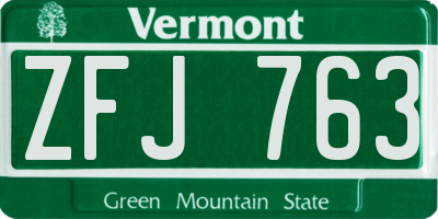 VT license plate ZFJ763