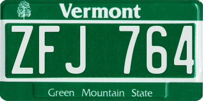 VT license plate ZFJ764