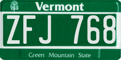 VT license plate ZFJ768
