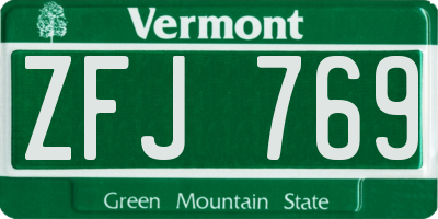 VT license plate ZFJ769