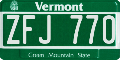 VT license plate ZFJ770
