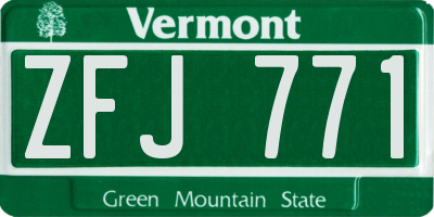 VT license plate ZFJ771