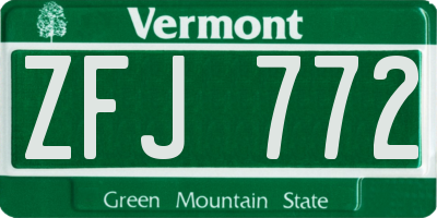 VT license plate ZFJ772