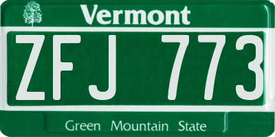 VT license plate ZFJ773