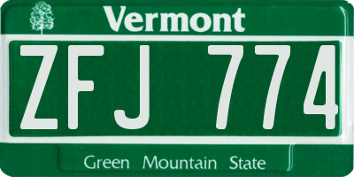 VT license plate ZFJ774