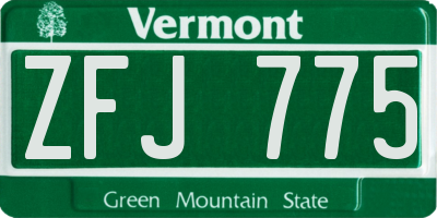 VT license plate ZFJ775