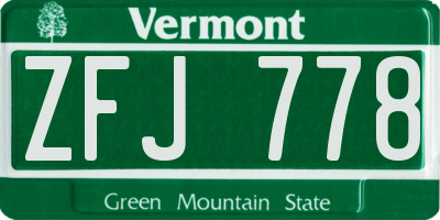 VT license plate ZFJ778