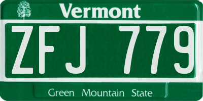 VT license plate ZFJ779