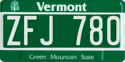 VT license plate ZFJ780