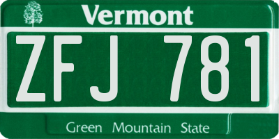 VT license plate ZFJ781