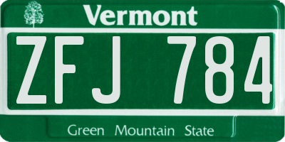 VT license plate ZFJ784