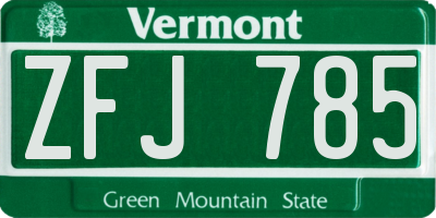 VT license plate ZFJ785