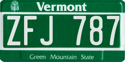 VT license plate ZFJ787