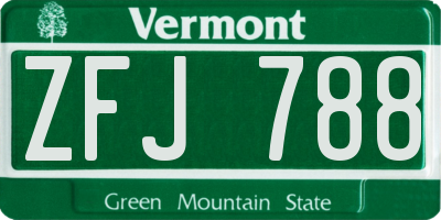 VT license plate ZFJ788