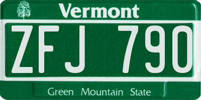 VT license plate ZFJ790