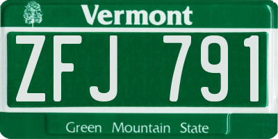 VT license plate ZFJ791