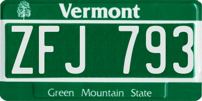 VT license plate ZFJ793