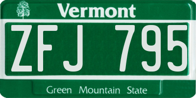 VT license plate ZFJ795