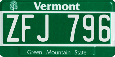 VT license plate ZFJ796