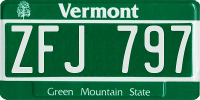 VT license plate ZFJ797