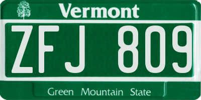VT license plate ZFJ809