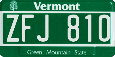 VT license plate ZFJ810