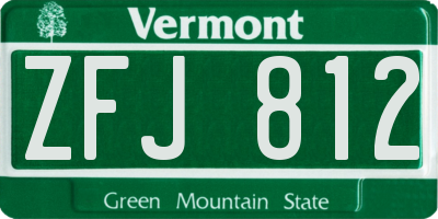 VT license plate ZFJ812