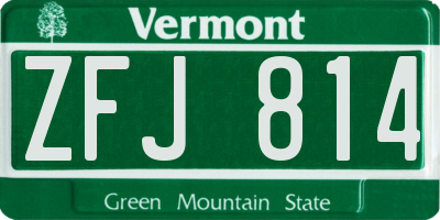 VT license plate ZFJ814