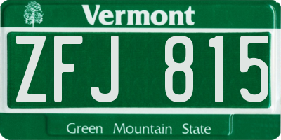 VT license plate ZFJ815