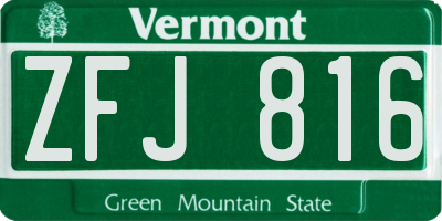 VT license plate ZFJ816
