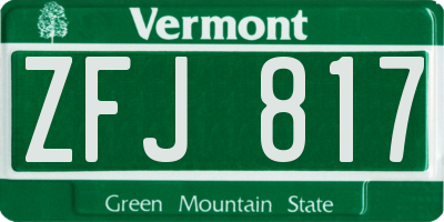 VT license plate ZFJ817