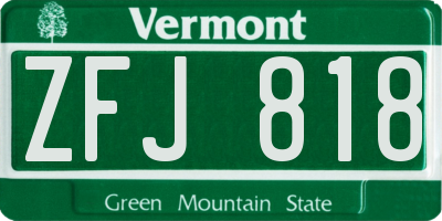 VT license plate ZFJ818