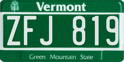 VT license plate ZFJ819