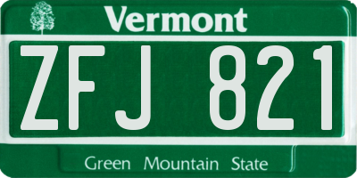 VT license plate ZFJ821