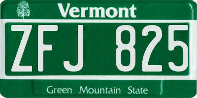VT license plate ZFJ825