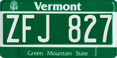VT license plate ZFJ827