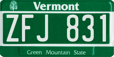 VT license plate ZFJ831