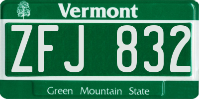 VT license plate ZFJ832