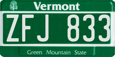 VT license plate ZFJ833