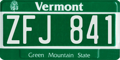 VT license plate ZFJ841