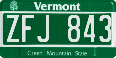 VT license plate ZFJ843